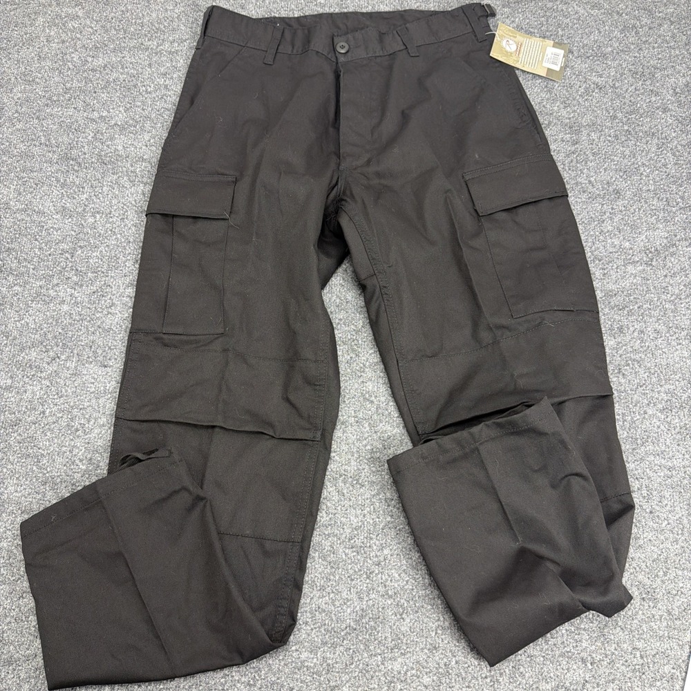 Rothco 7971 Unisex Black BDU Pants Military Style Button Fly Cargo Medium NWT